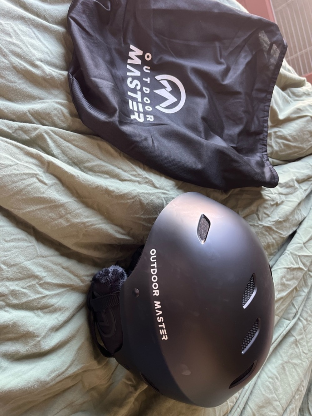 Outdoor Master Matte Black Helmet with Carry Bag